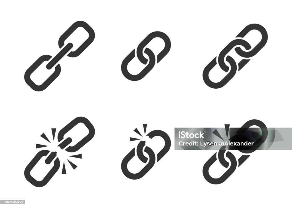 Chain sign set collection icon in flat style. Link vector illustration on white isolated background. Hyperlink business concept. Icon stock vector