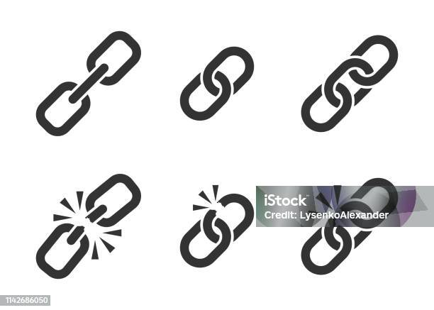 Chain Sign Set Collection Icon In Flat Style Link Vector Illustration On White Isolated Background Hyperlink Business Concept Stock Illustration - Download Image Now