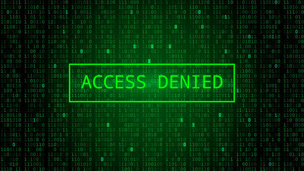 Binary Code on Dark Green Backdrop. Access Denied Digital Binary Code on Dark Green Background. Access Denied. Matrix or Hacker Concept. forbidden stock illustrations