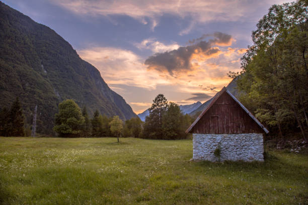 istock Slovenian agricultural landscape with barn 1142689419