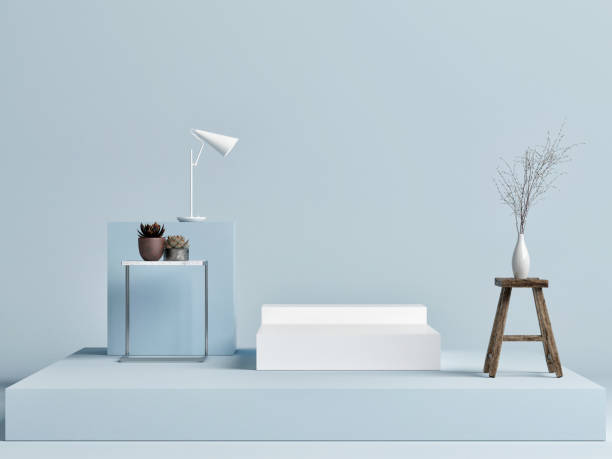 Mock up podium studio with decoration