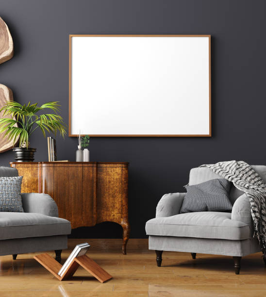istock Mock up poster frame in home interior background, Scandinavian style 1142696478