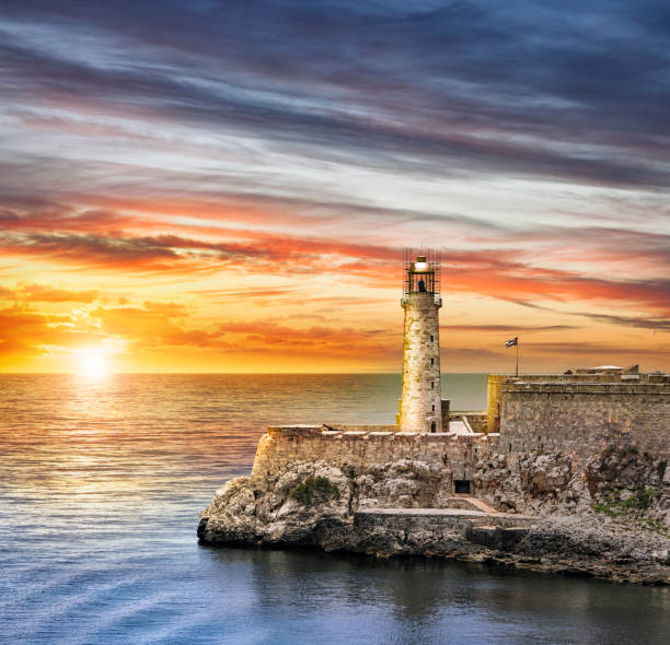 istock Lighthouse at harbor in Cuba Old Havana at dramatic sunset 1142696510