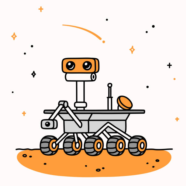 Cartoon Mars Rover Cute cartoon drawing of Mars rover. Space exploration vector illustration. unmanned spacecraft stock illustrations