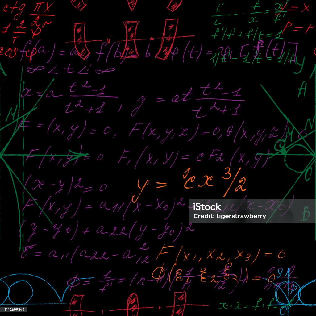 Red Math Formulas No Background Seamless Endless Pattern Background With Handwritten Mathematical ...