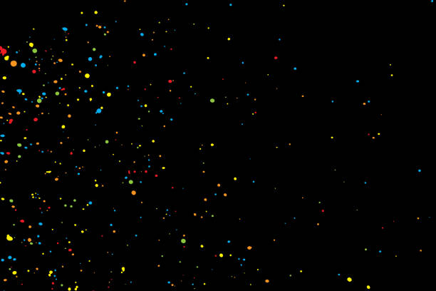 istock Abstract color splash illustration on black background. Colorful confetti on dark background. Calligraphy ink drop on paper random pattern background in color. 1142700918