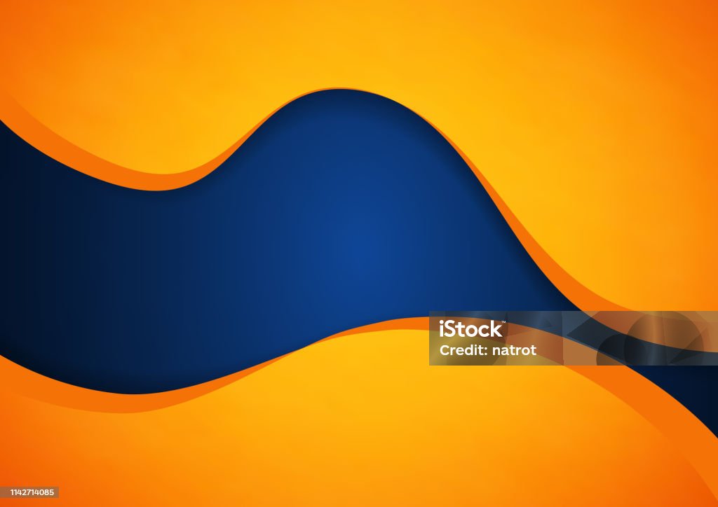 Fond Abstrait bleu et orange de vecteur d’onde - clipart vectoriel de Orange - Couleur libre de droits