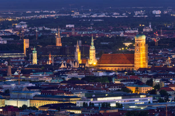 istock Night aerial view of Munich, Germany 1142714149