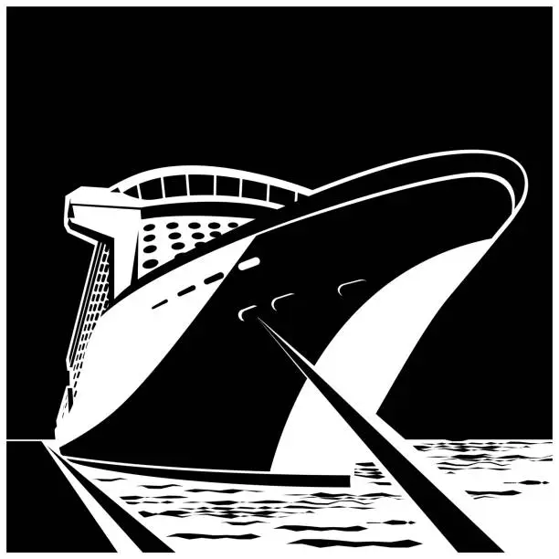 Vector illustration of Huge Cruise ship at the pier