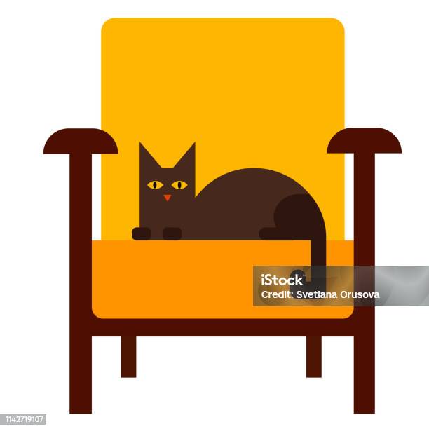Ilustrasi Datar Kursi Kucing Di Atas Putih Ilustrasi Stok - Unduh