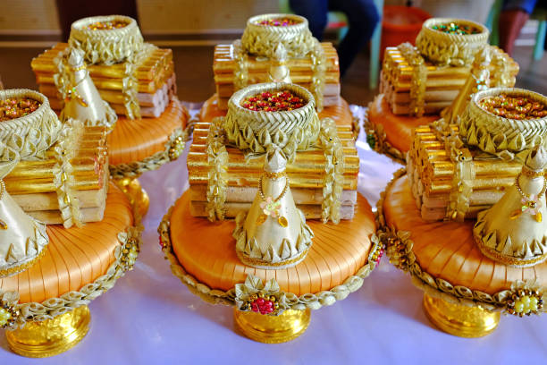 istock Golden Engagement accessory for Thai ceremony. 1142721875
