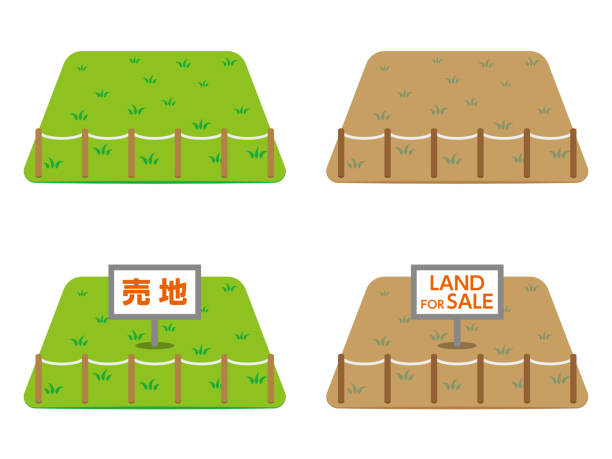 「売り上がった土地」のイラストは日本語で書かれていま��す。 - 林間の空き地点のイラスト素材／クリップアート素材／マンガ素材／アイコン素材