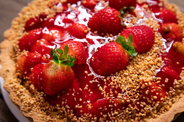 istock Delicious strawberry cake on the table 1142724473