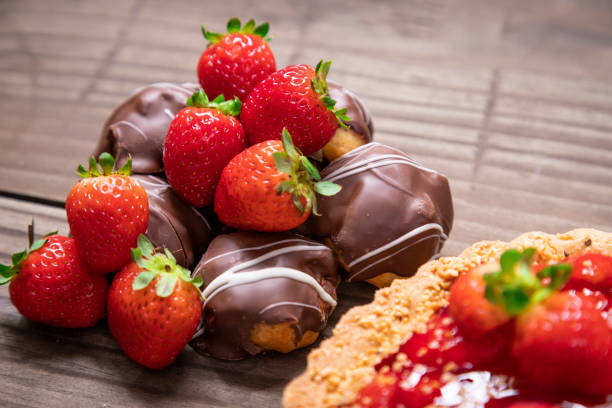 istock Delicious strawberry cake on the table 1142724605