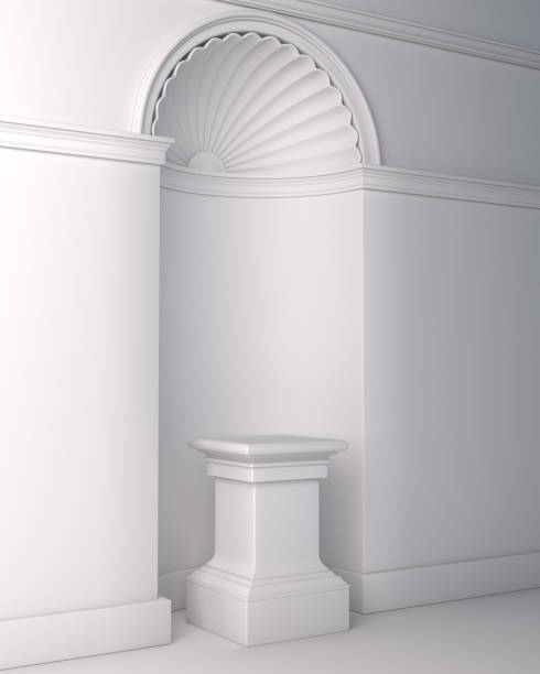 istock White classic pedestal podium for product display mock up. 1142726898