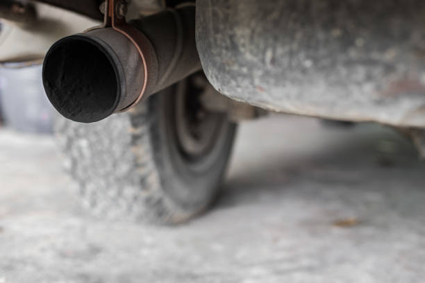istock Old exhaust truck on a blurred background 1142729741