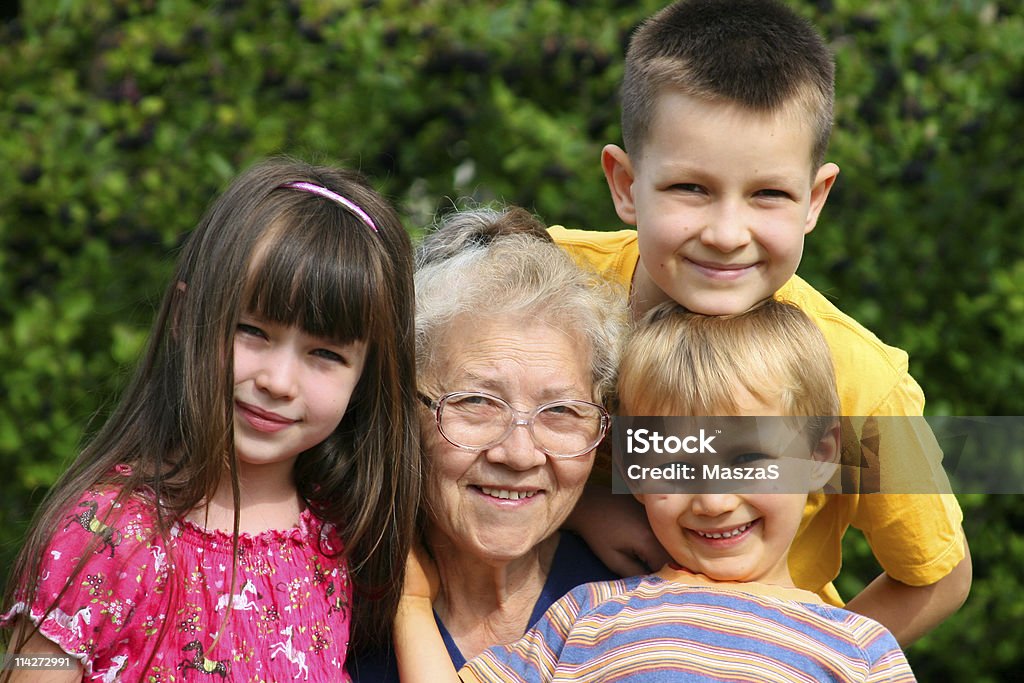 children with grandma  Active Seniors Stock Photo