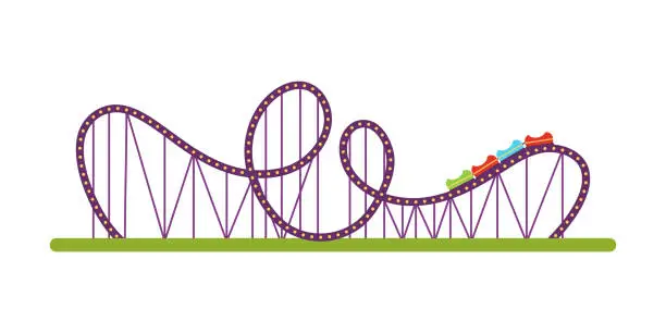 Vector illustration of Roller coaster flat vector illustration