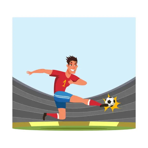 Vector illustration of Soccer player flat vector illustration