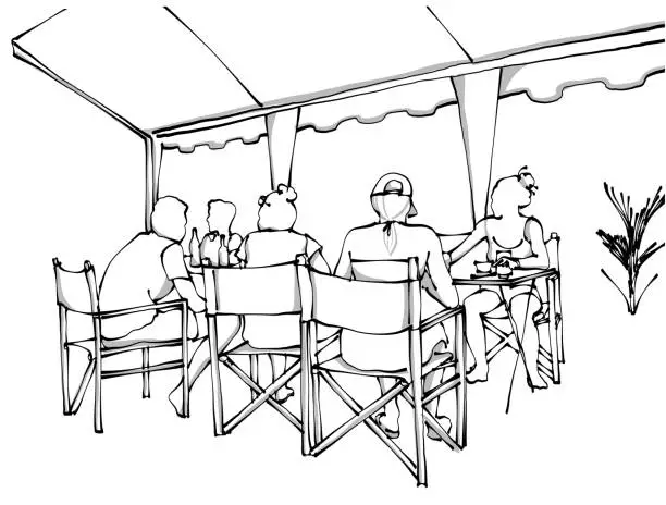 Vector illustration of Covered Patio Restaurant