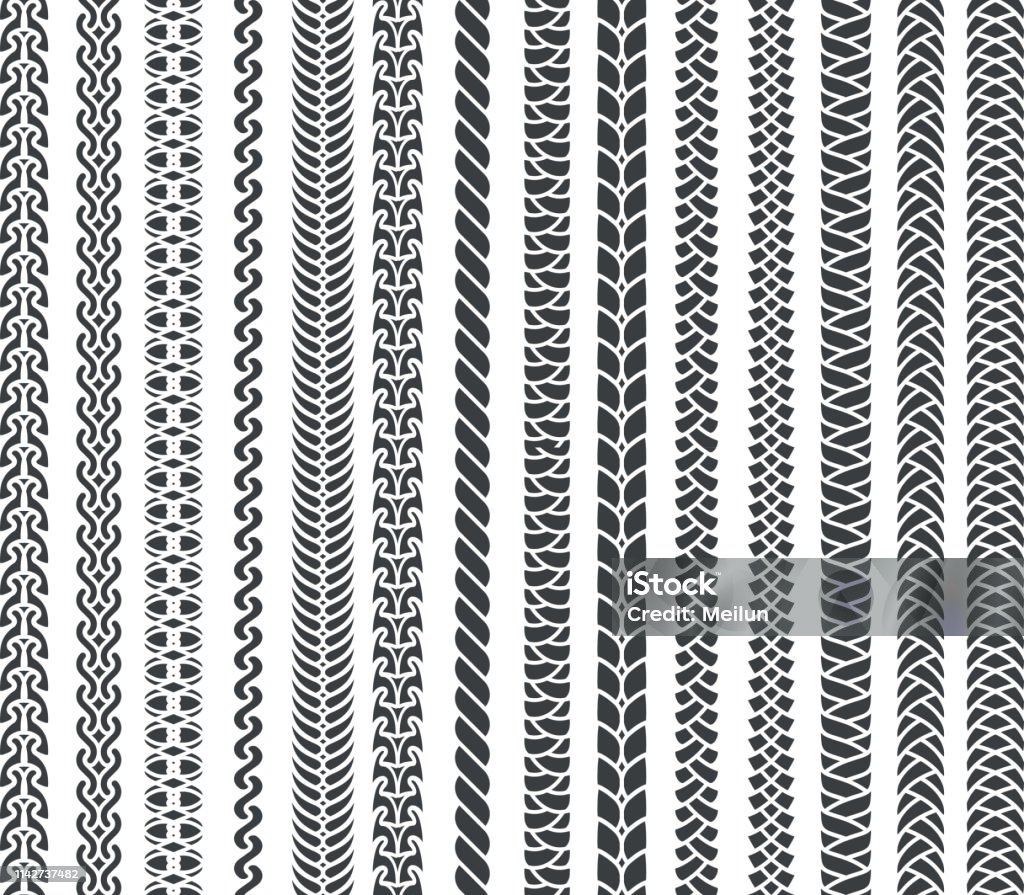Border Braid Shape Customisable Decoration Chain Braid Ornament Belt Plait Isolated Pattern Border ...