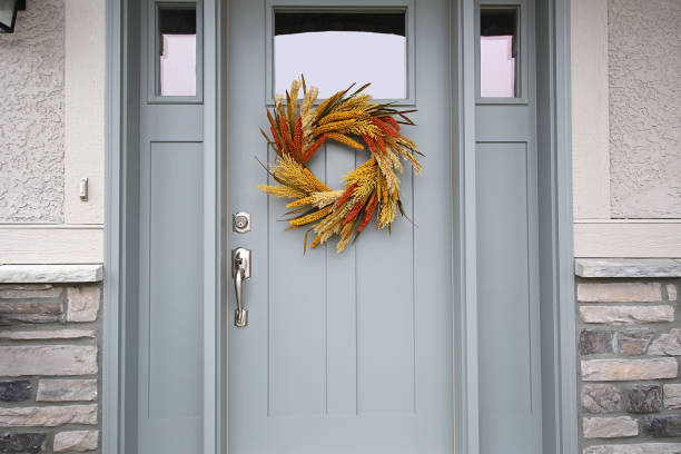 istock Beautiful Front Door Autumn Wreath 1142738608