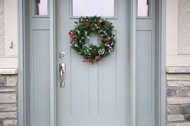 istock Beautiful Front Door Christmas Wreath 1142738783