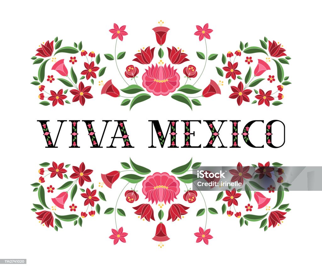 Ilustración de Viva México Vector De Ilustración Fondo Floral Con Patrón De  Flores Tradicionales Del Diseño De Bordado De Flores Mexicanas Tehuana y  más Vectores Libres de Derechos de Cultura mexicana -