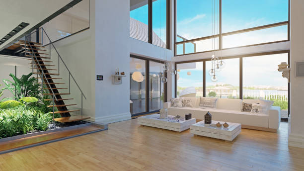 maison moderne design d’intérieur. - decor home interior residential structure contemporary photos et images de collection