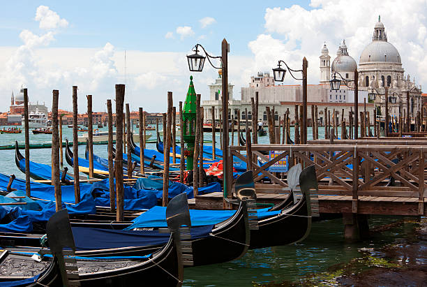 gondolas anchored at the Piazza de San Marco, Venice