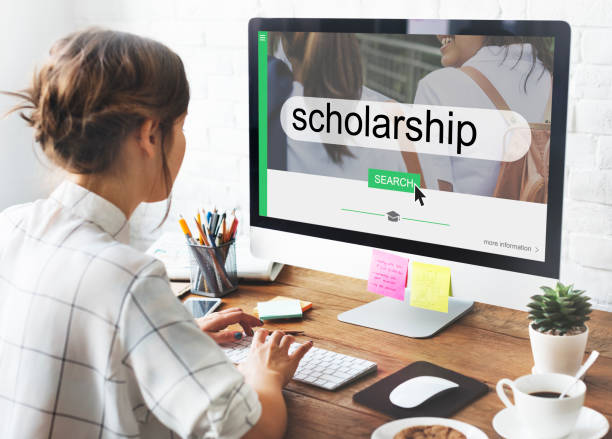 Student looking for scholarships stock photo