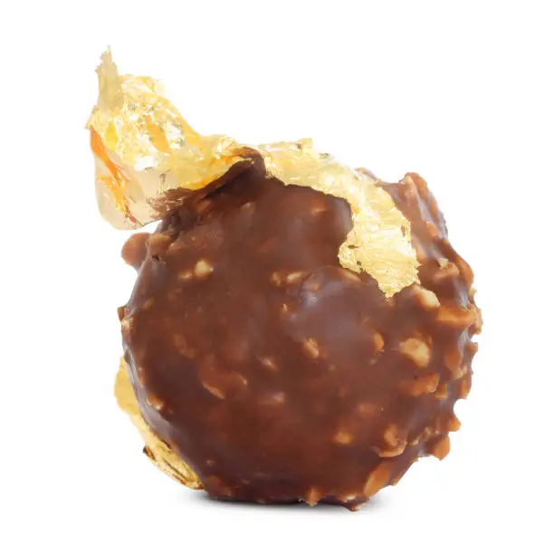 Photo of Chocolate praline with edible gold leaf
