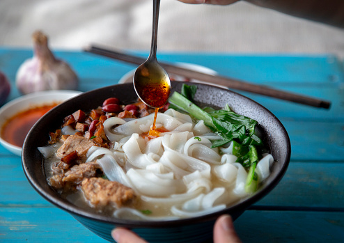 homemade Chinese gravy rice noodles