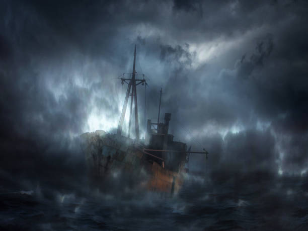 istock Digital illustration art. The ghost dark ship. 1142758626