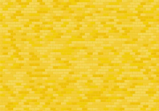 Vector illustration of Gold brick wall background. Yellow bricks texture seamless pattern vector.
