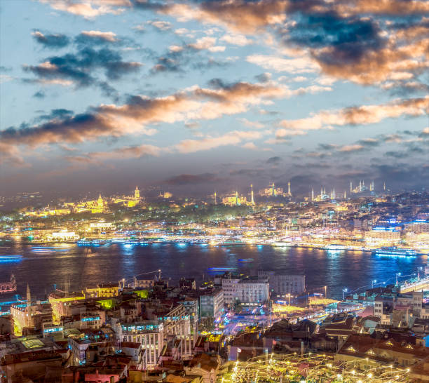 istock Istanbul aerial view at sunset from Beyoglu 1142760155