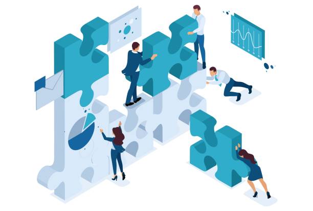 istock Isometric young entrepreneurs team working on the creation of the project. Concept for web design 1142760320