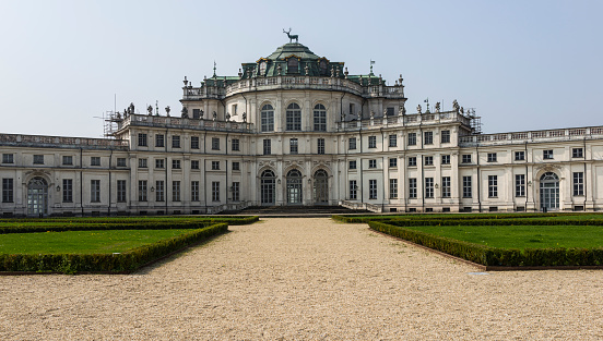 Stupinigi, Piedmont, Italy – April 18, 2013: The hunting castle of Stupinigi (architect Filippo Juvarra, 18th century) is one of the royal residences (Unesco World Heritage Sites) surrounding Turin an used by the House of Savoy as a place of leisure and hunting.