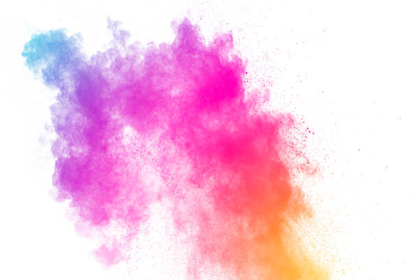 istock Colorful powder explosion on white background.Pastel color dust particle splashing. 1142762792