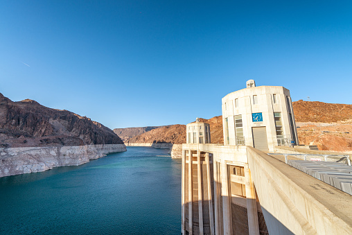 Hoover Dam on Arizona and Nevada border.
