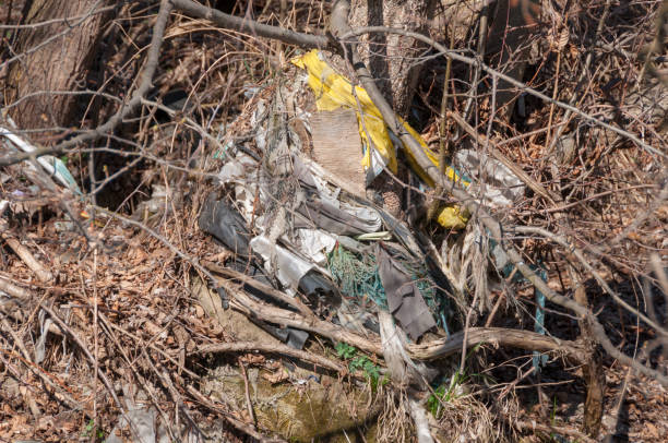 istock Plastic and foam garbage floating on the surface of the river 1142765108