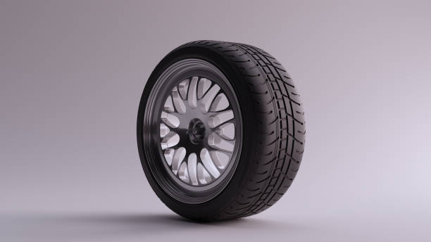 istock Alloy Rim Wheel with a Complex Multi Star Spoke Pattern Open Wheel Design Silver Chrome with Racing Tyre 1142765750