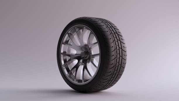 istock Alloy Rim Wheel with a Complex 14 Spoke Offset Open Wheel Design Silver Chrome with Racing Tyre 1142765989