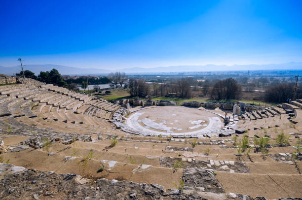 Philippi is located near the ruins of the ancient city and is part of the region of East Macedonia and Thrace in Kavala, Greece. Philippi is located near the ruins of the ancient city and is part of the region of East Macedonia and Thrace in Kavala, Greece. greek amphitheater stock pictures, royalty-free photos & images