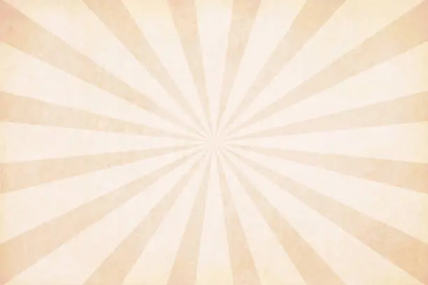 Vector illustration of A horizontal vector illustration of a grungy light brown beige coloured sunburst