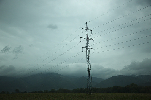 Support of the high-voltage power transmission line in the foothill region