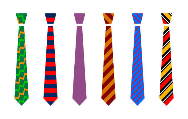 ilustraciones, imágenes clip art, dibujos animados e iconos de stock de juego de corbata colorido - shirt clothing dress elegance