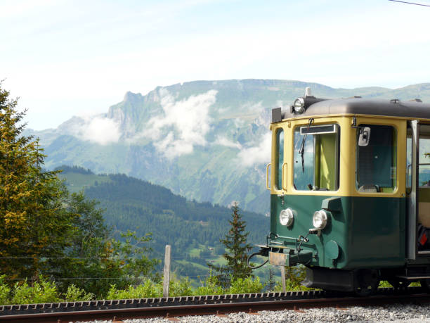 wengen, switzerland. rack railway leading to the jungfraujoch. - rack railway imagens e fotografias de stock