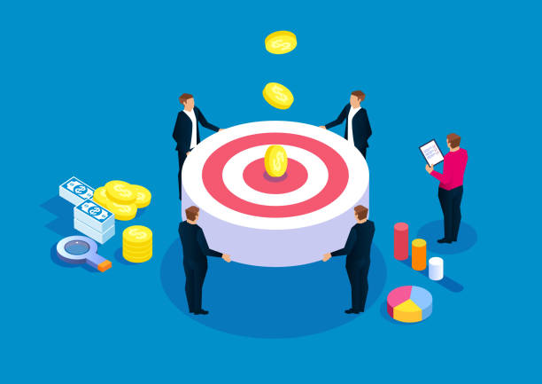 Business team goal concept Business team goal concept target acquisition stock illustrations