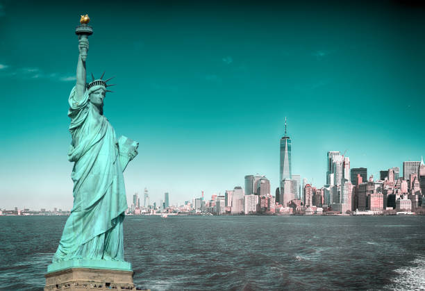 istock Manhattah skyline and Statue of Liberty. 1142782854